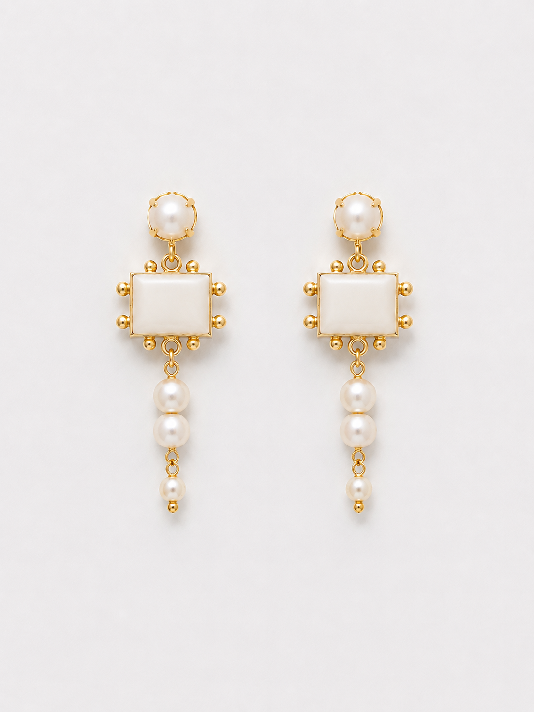 Pearl Modern Wedding Earrings in Gold