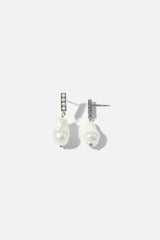 Classic Silver Pearl Bridal Earrings - Wedding Accessories