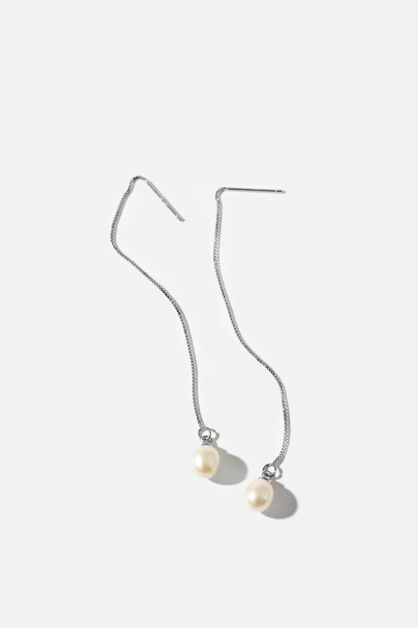 Ethereal Essence Freshwater Pearl Threader Earrings - Bridal jewelry