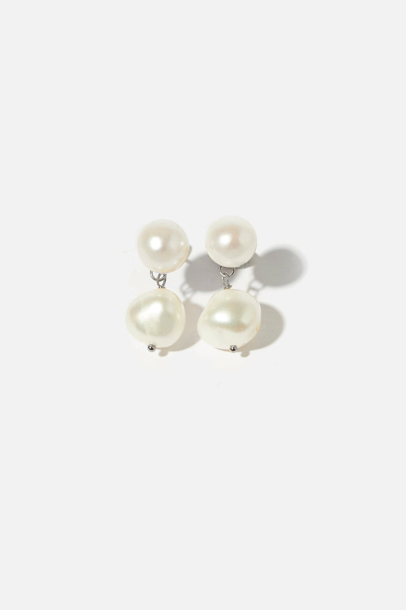 Freshwater Pearl Wedding Earrings - Romantic Bridal Jewelry Silver