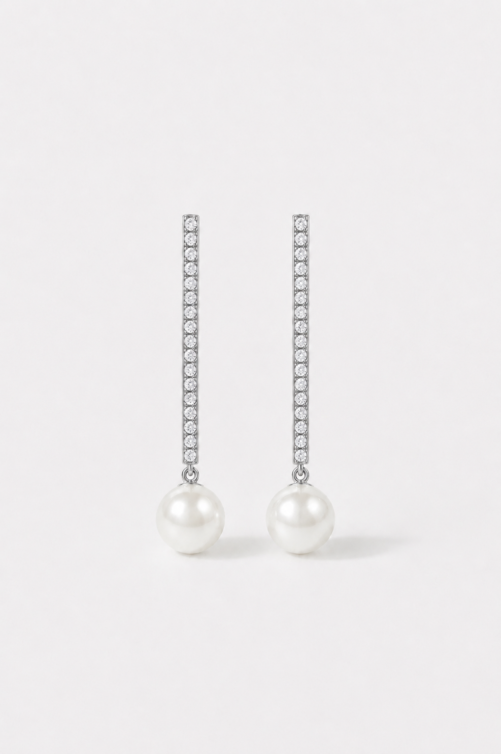 STELLA - Crystal Bar and Pearl Drop Earrings