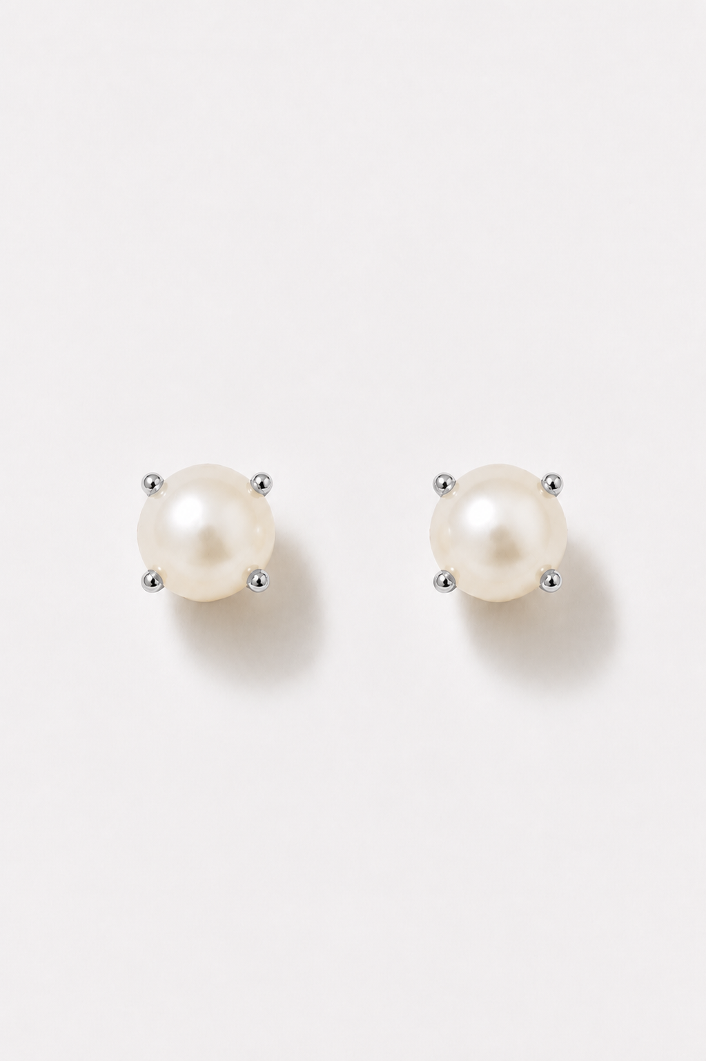 Organic Freshwater Pearl Stud Earrings with silver detail