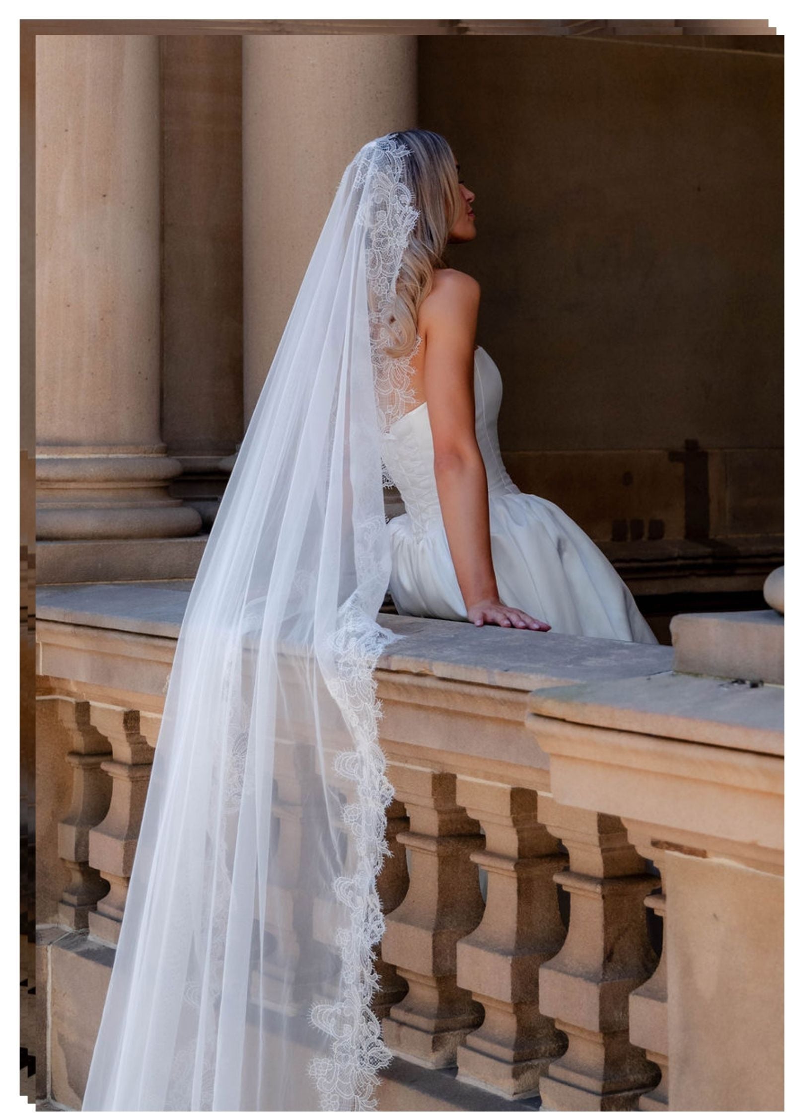 CORDED LACE MANTILLA WEDDING VEIL
