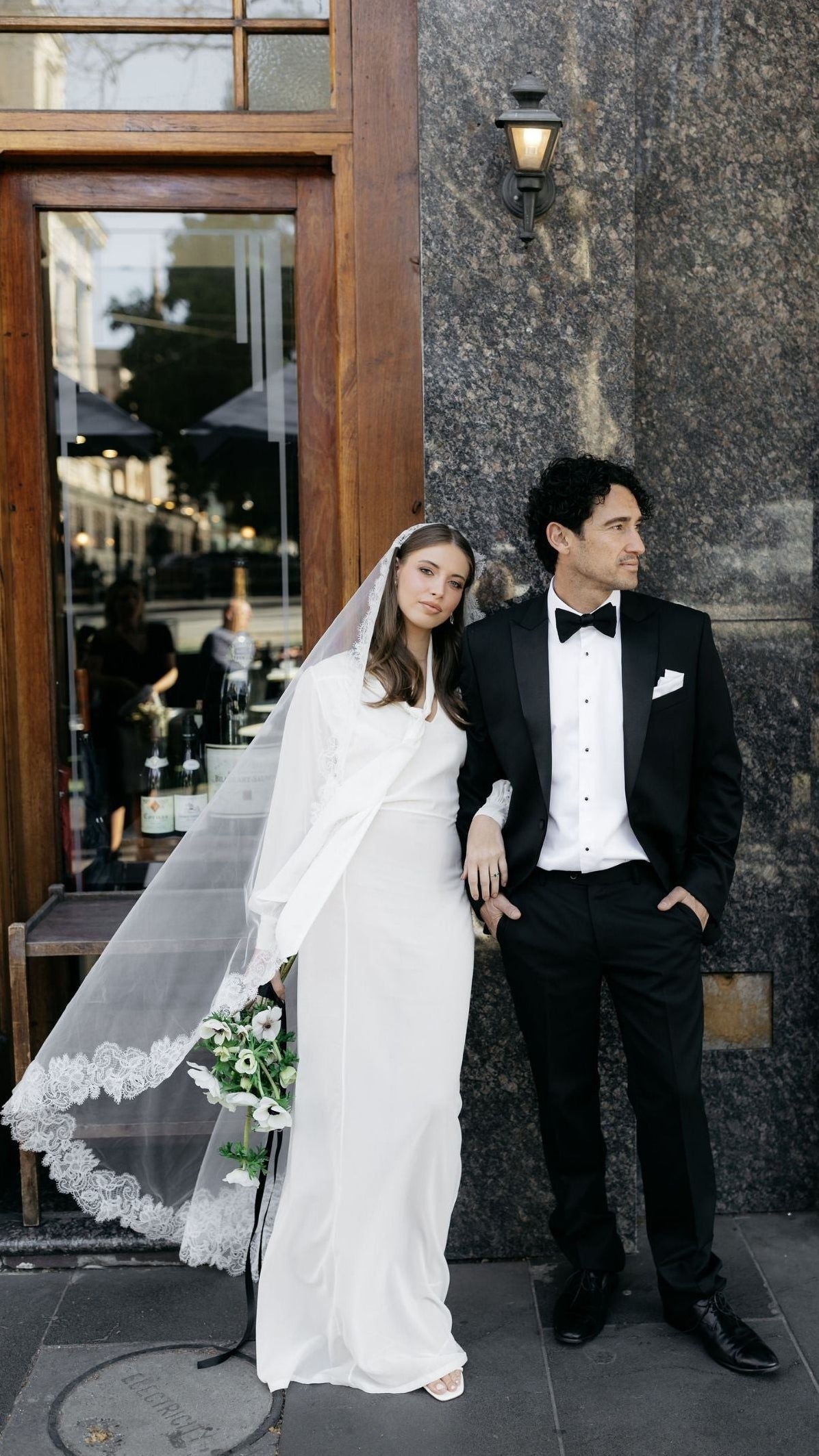 Long Heavy Lace Wedding Veil 