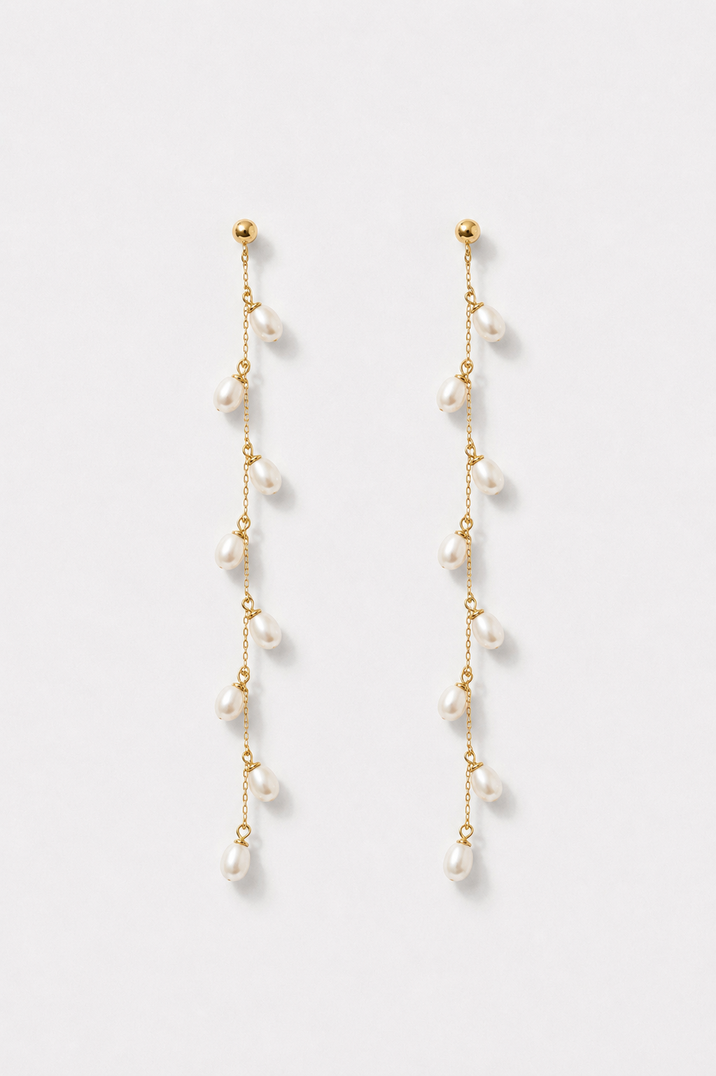 Long Small Freshwater Pearl Wedding Earrings 