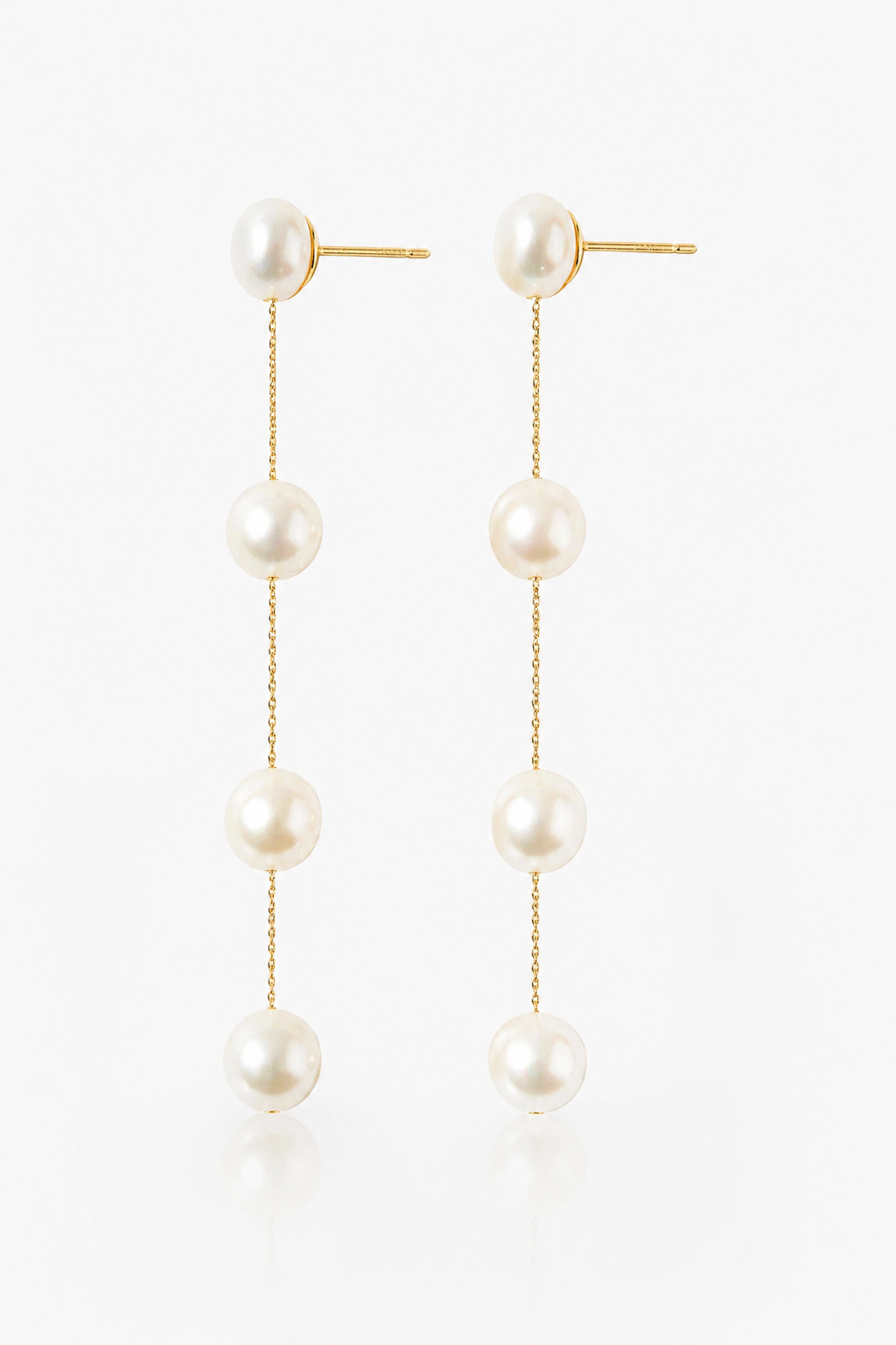 FRESHWATER IMOGEN - LONG PEARL CHAIN WEDDING EARRINGS - GOLD
