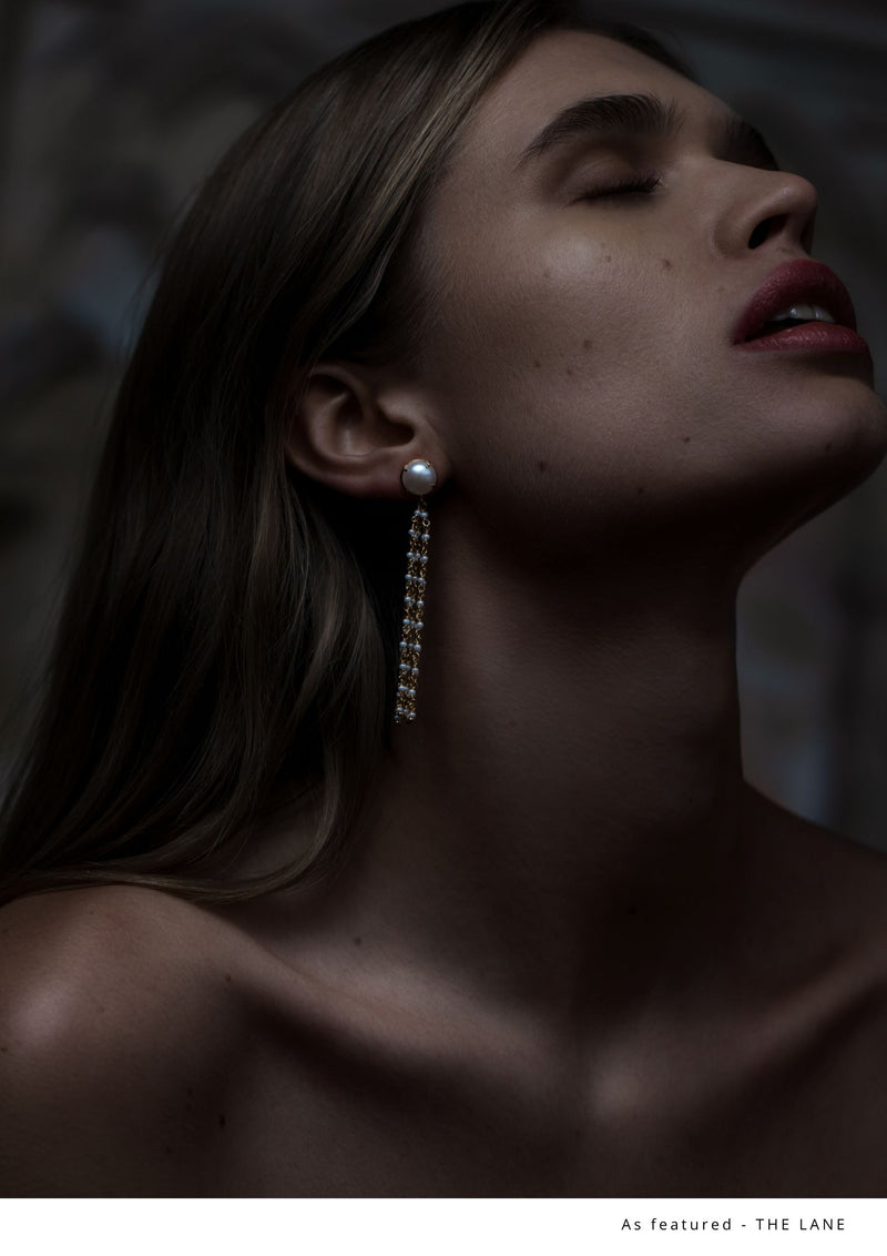 Modern Pearl Freshwater wedding earrings in Gold