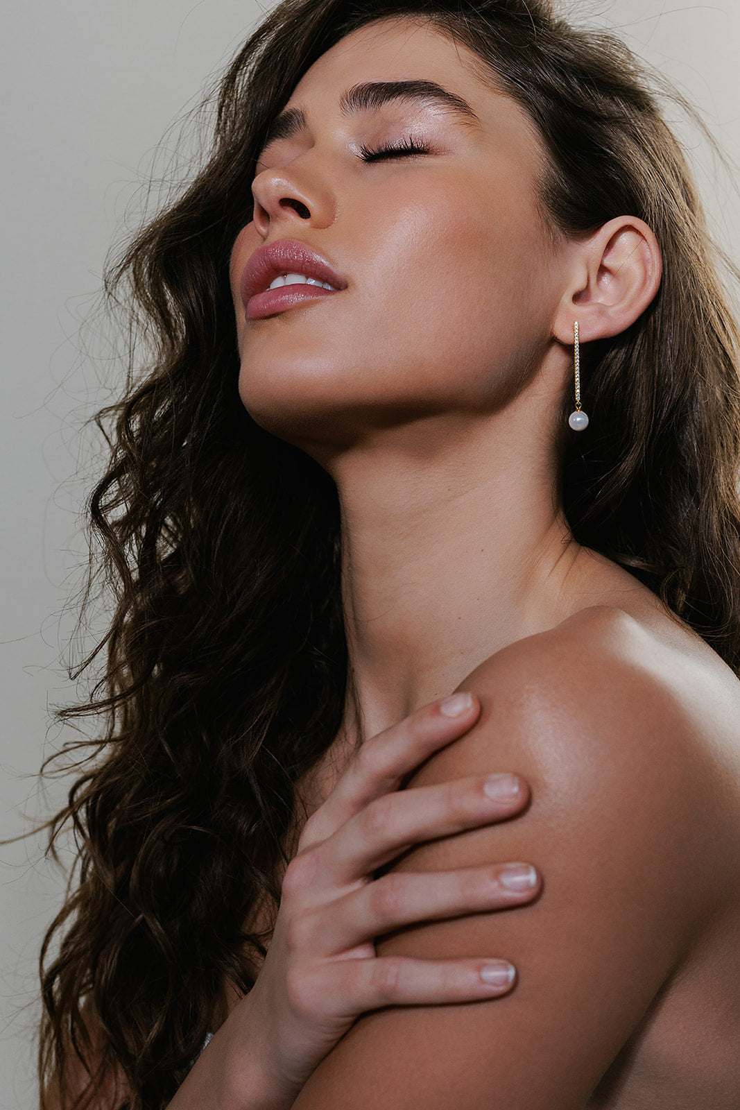 Modern Pearl Drop Wedding Earrings  