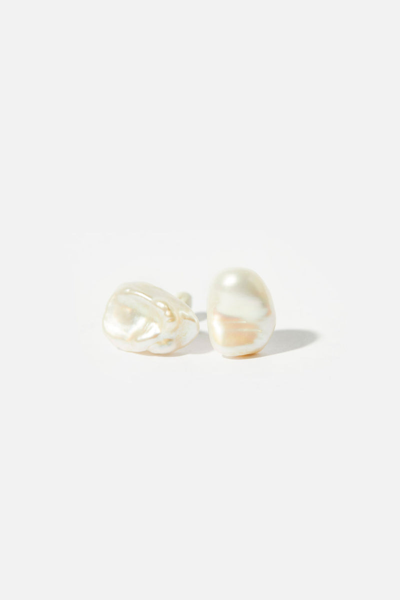 Natural Freshwater Pearl Studs - Ava Baroque
