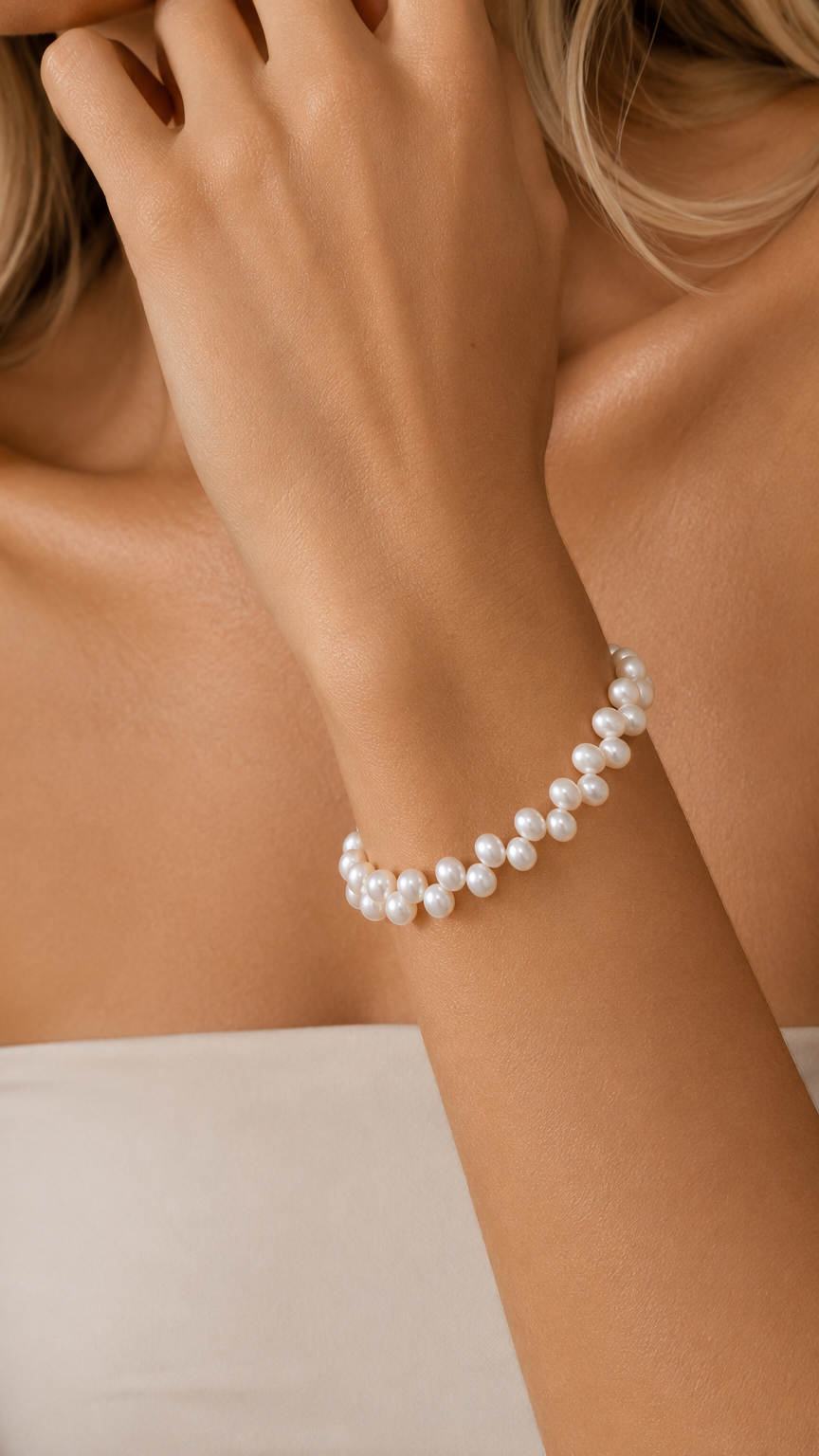 Freshwater pearl wedding bracelet Nina by Amelie George