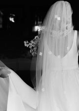 Real bride flower wedding veil