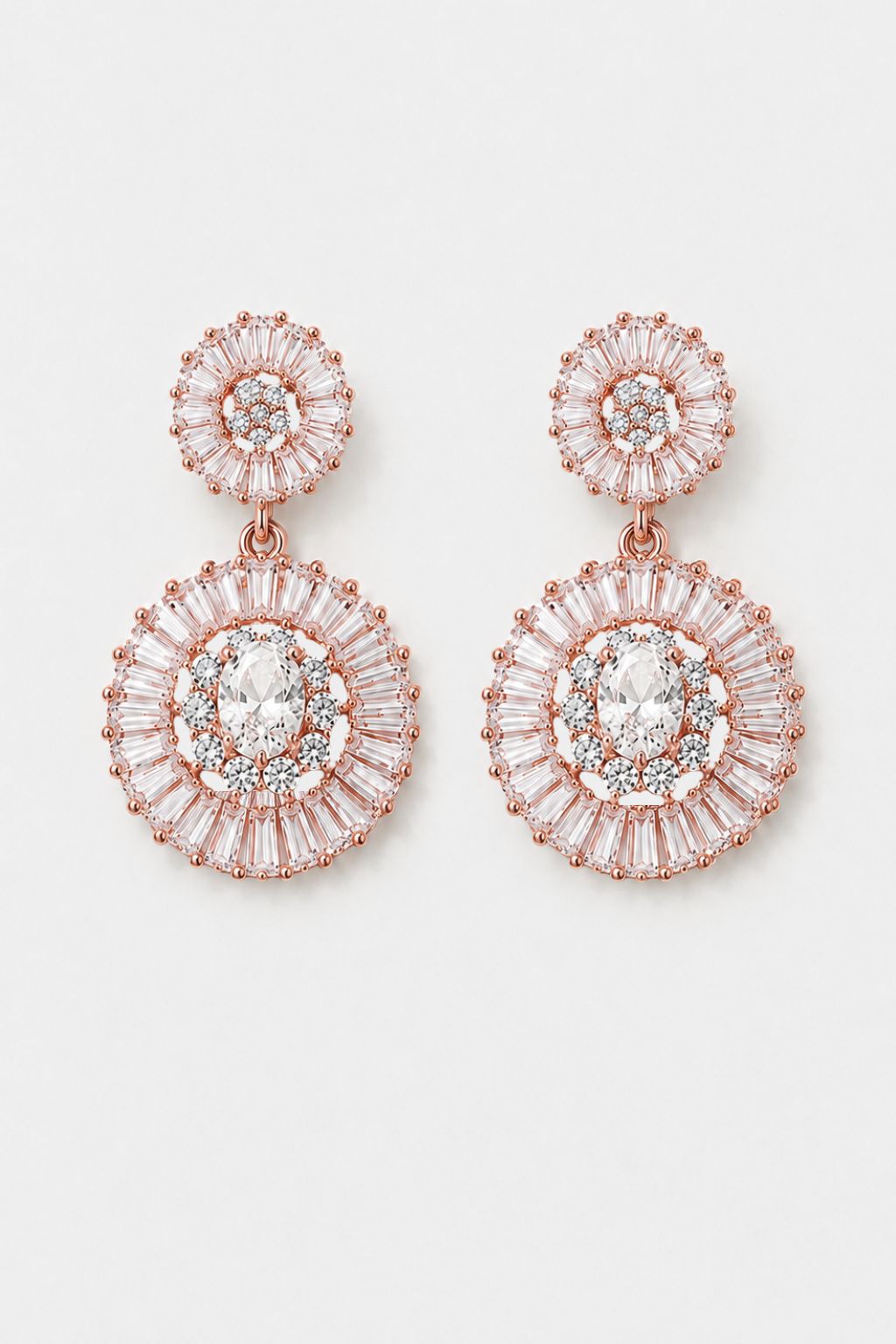 Rose Gold Crystal Wedding Earring 