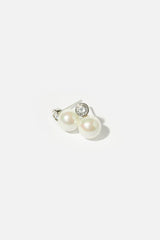 Sophisticated Silver Pearl Wedding Earrings - Sparkling Crystal Details for a Stunning Bridal Statement