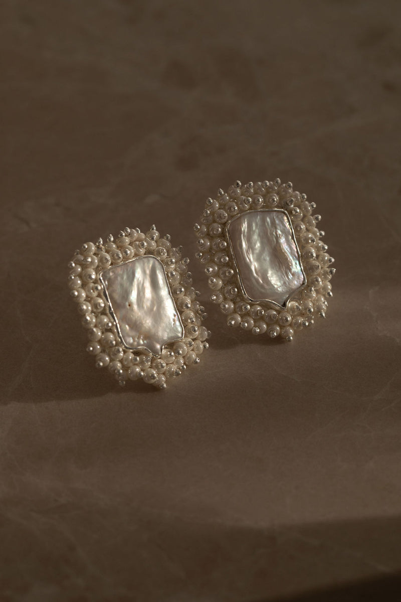 The Lane, Timeless pearl bridal earrings Amelie George