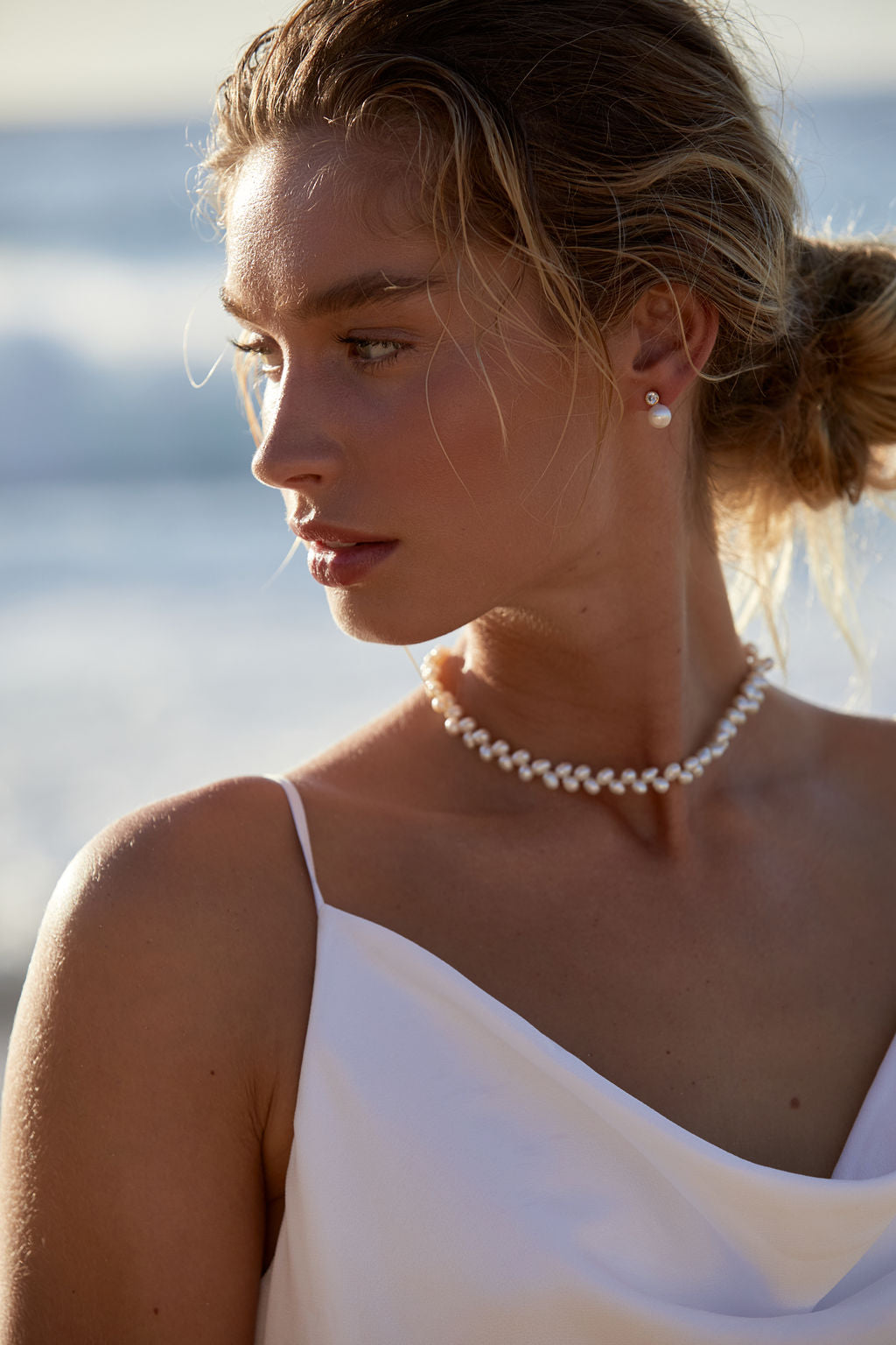 delicate minimal wedding earrings  AG silver