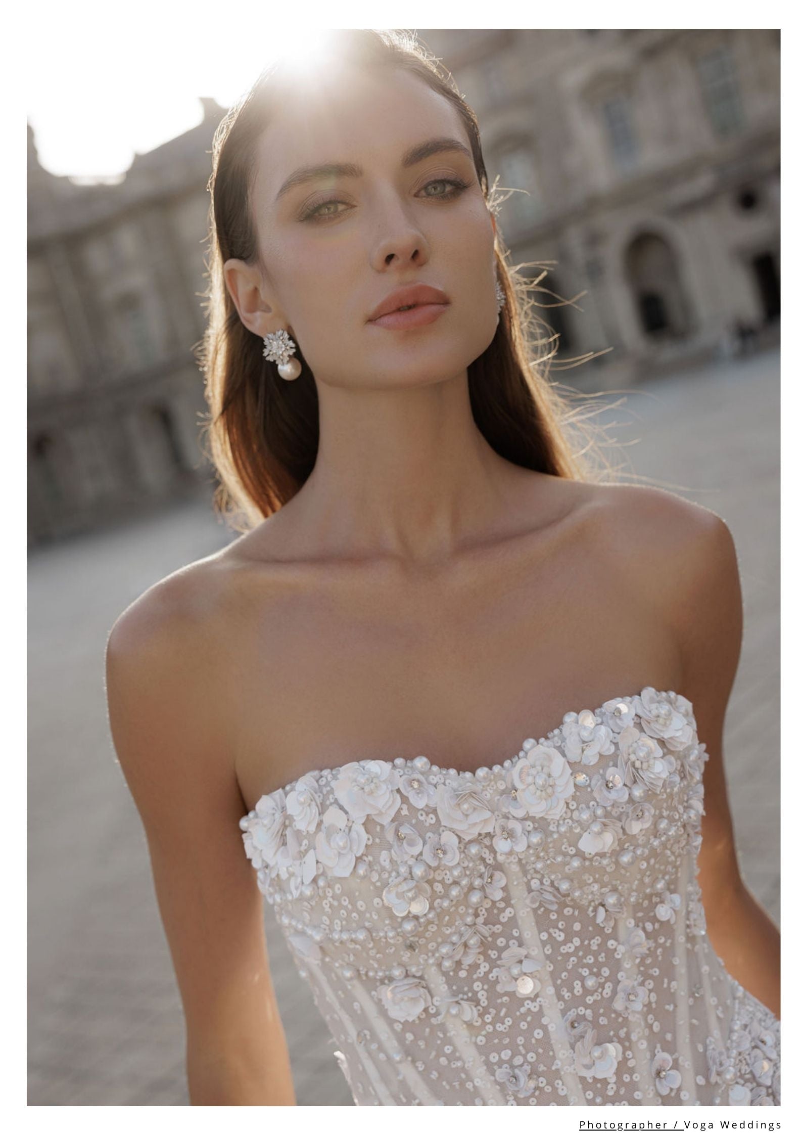Wedding Earrings - Rose Gold Crystal Bridal Earrings with pearl