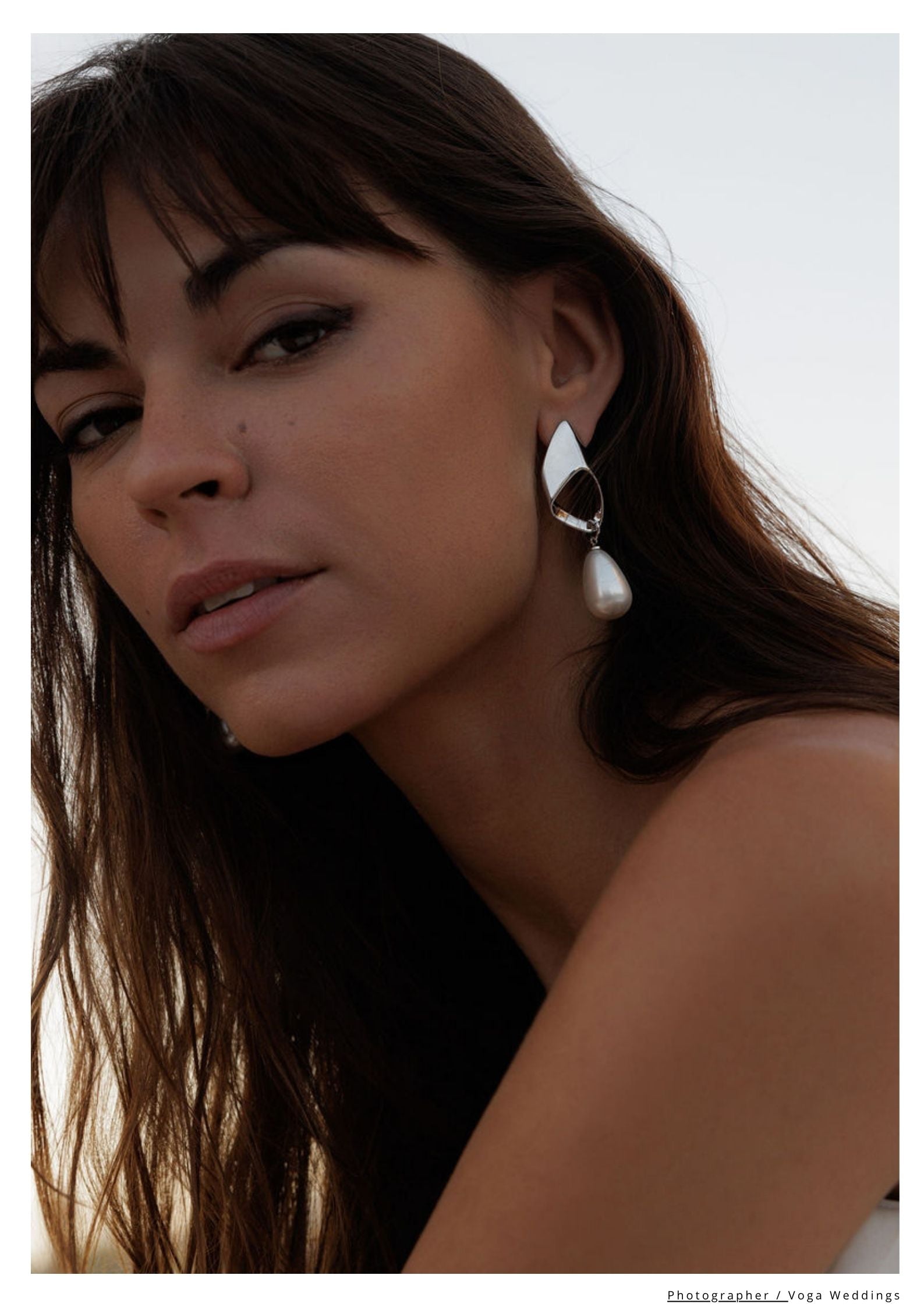 Pearl Silver Statement Wedding Earring - Elwood