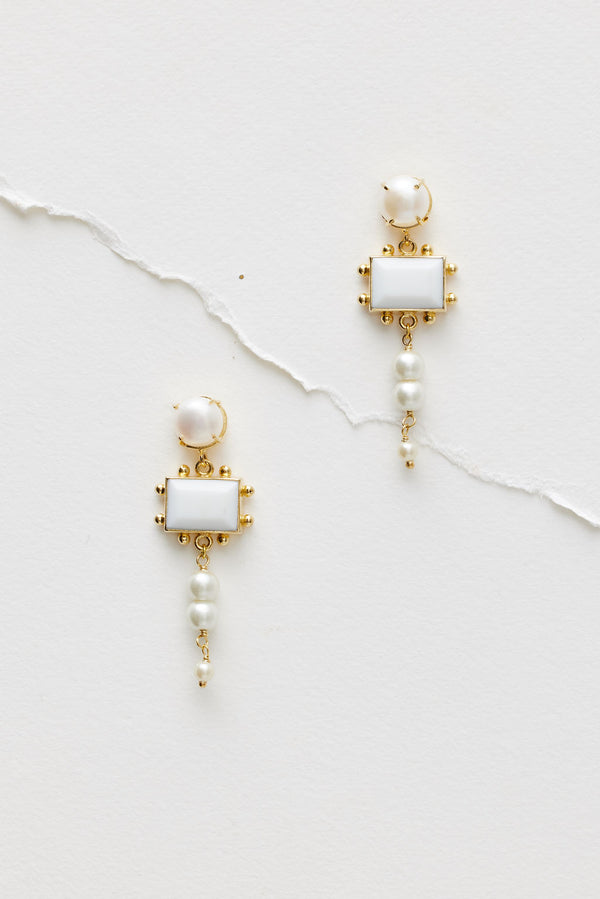 Pearl drop earrings for wedding in gold