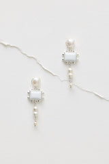 Pearl drop earrings for wedding in Silver