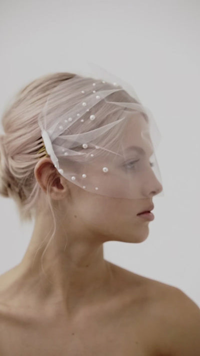 Video of Ivory Pearl Birdcage veil by Amelie George Bridal Jewellery