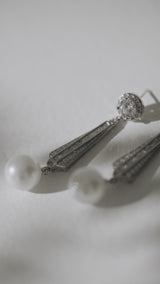 Riley bridal earrings pearl and crystal silver