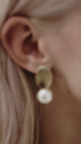 Modern Pearl Wedding Earrings by Amelie George Bridal