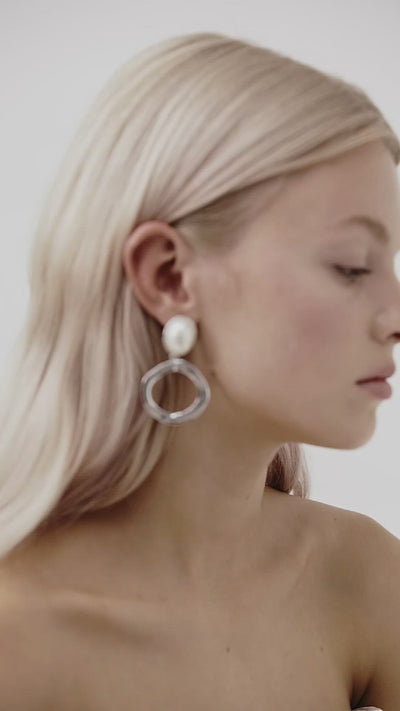 Statement Silver Pearl Wedding Earrings, by Amelie George Bridal 
