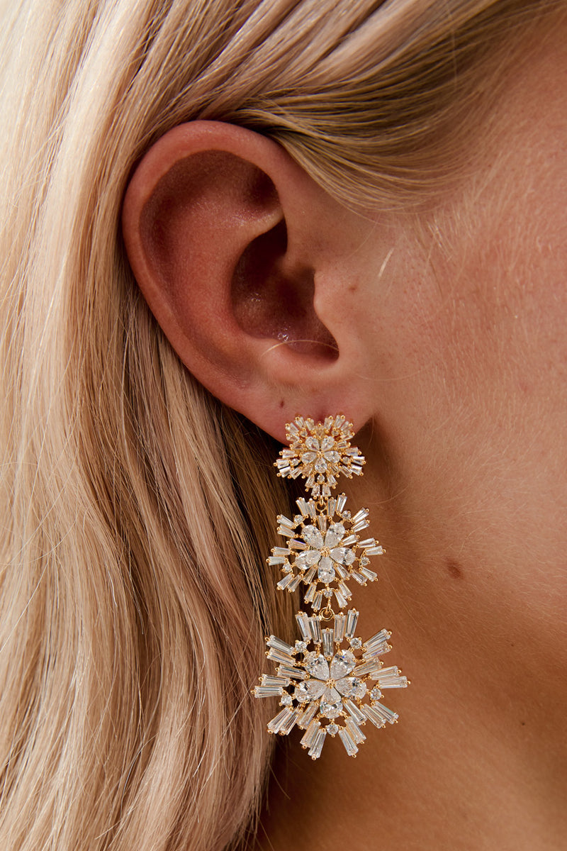 Big Wedding Earrings by Amelie George Bridal, Gold Modern Wedding Jewellery  