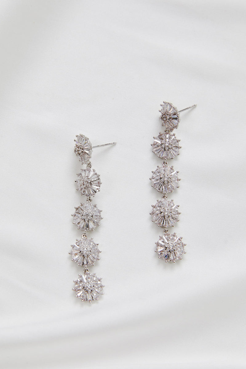 Long Rose Gold Triple Jhumka Earrings / Silver CZ Designer Cocktail Ea –  AryaFashions