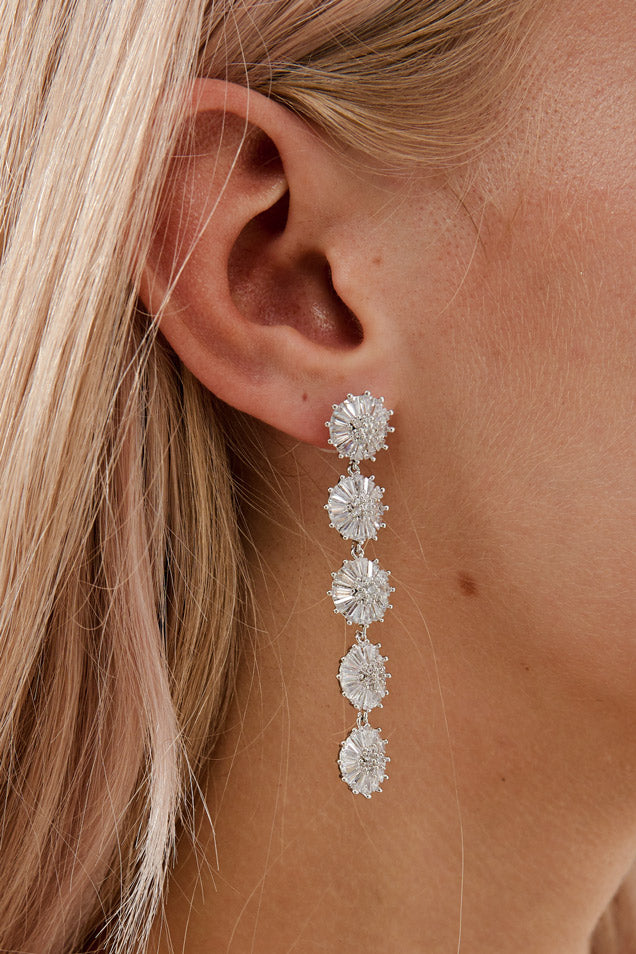 Bridal Floral Earrings by Amelie George Bridal-Silver Modern Wedding Jewellery  