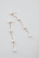 Chain Drop Pearl Wedding Earring -Rose Gold Modern Wedding Jewellery  