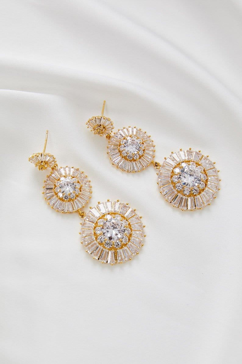 Chandelier Earrings for Wedding Australia by Amelie George Bridal Gold