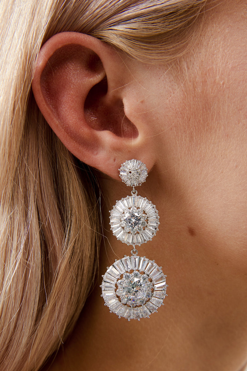 Crystal Drop Earrings Wedding by Amelie George Bridal- Silver Modern Wedding Jewellery  