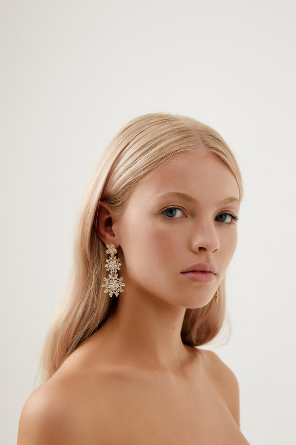 Crystal Earrings Wedding by Amelie George Bridal, Gold Modern Wedding Jewellery 