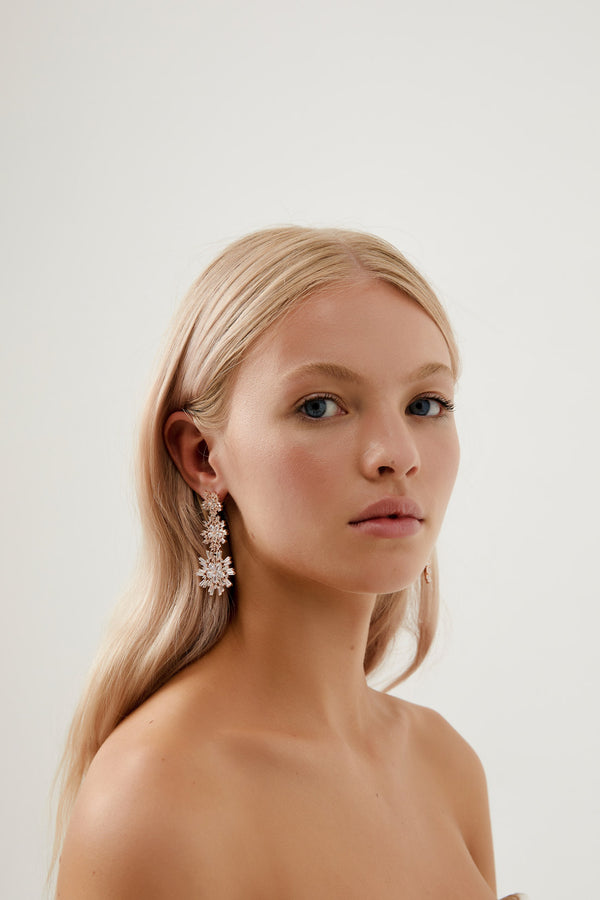 Crystal Earrings Wedding by Amelie George Bridal, Rose Gold Modern Wedding Jewellery 