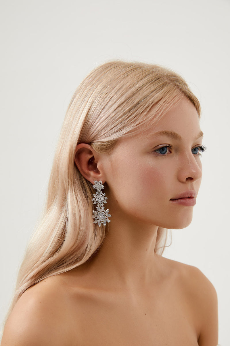 Crystal Earrings Wedding by Amelie George Bridal, Silver Modern Wedding Jewellery 