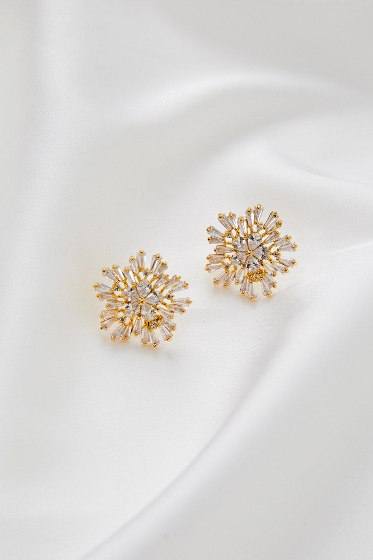 Diamond Stud Wedding Earrings by Amelie George Bridal-Gold Modern Wedding Jewellery 
