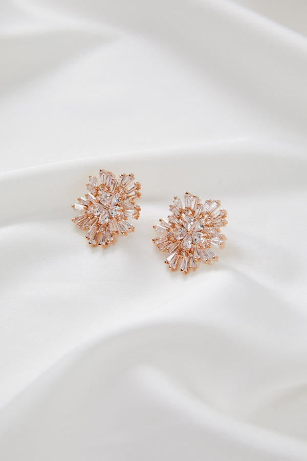 Diamond Stud Wedding Earrings by Amelie George Bridal-Rose Gold Modern Wedding Jewellery 