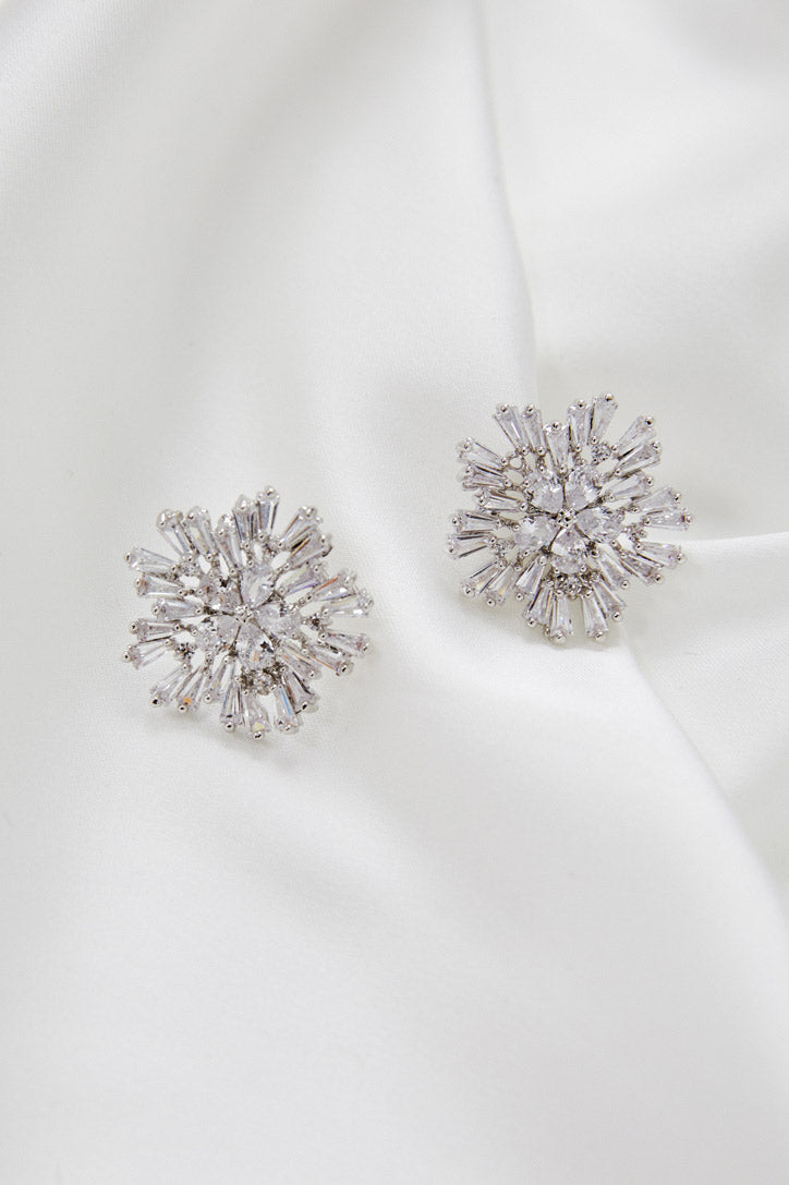 KATE - Silver Crystal Earrings Wedding – AMELIE GEORGE PTY LTD