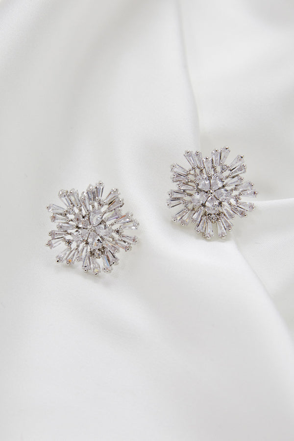 Diamond Stud Wedding Earrings by Amelie George Bridal-Silver Modern Wedding Jewellery 