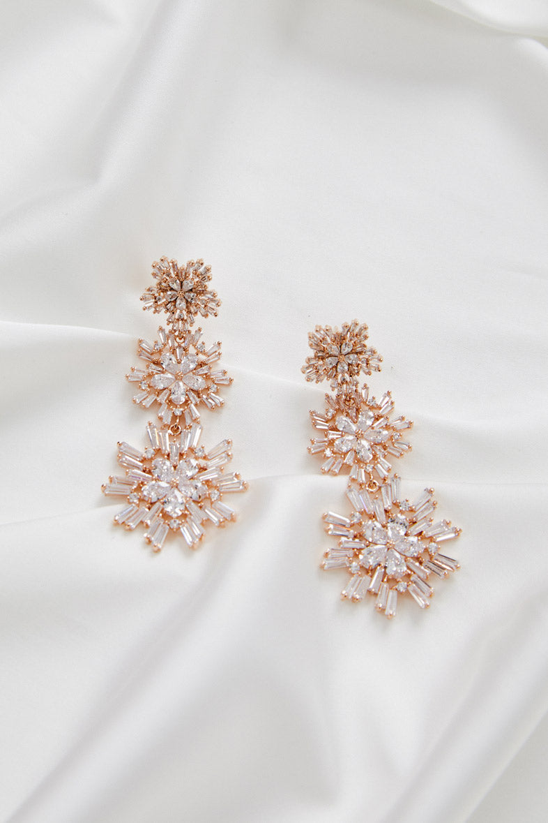 Earrings for Wedding Dress by Amelie George Bridal, Rose Gold Modern Wedding Jewellery  