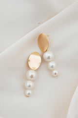 Gold Pearl Drop Statement Earrings by Amelie George Bridal Modern Wedding Jewellery  