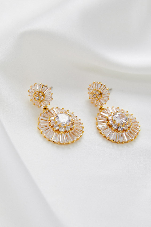 Gold Swarovski Wedding Earrings by Amelie George Bridal