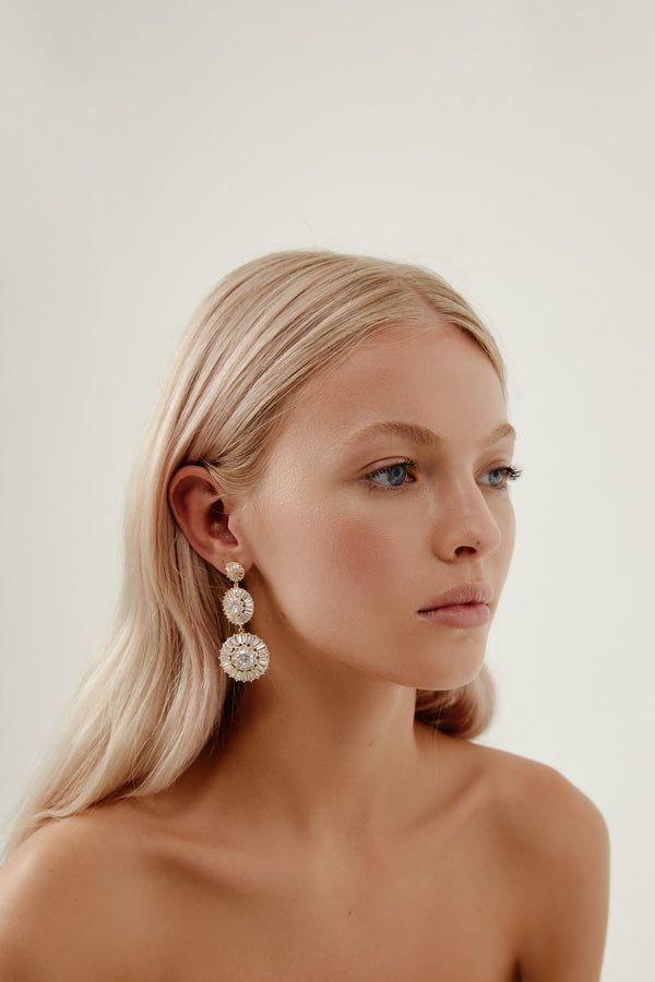 Gold Teardrop Earrings Wedding by Amelie George Bridal-Modern Wedding Jewelrey  