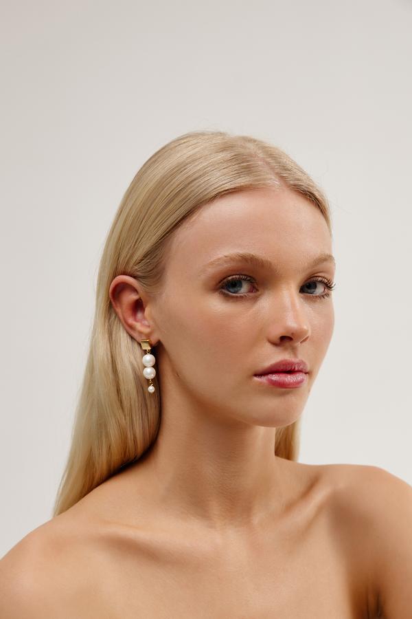 Gold and Pearl Bridal Earrings by Amelie George Bridal 