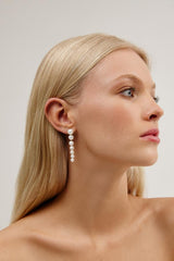 Ivory Pearl Earrings Wedding - Silver Modern Wedding Jewelry  