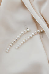 Long Statement Gold White Gold Pearl Wedding Earrings by Australian Wedding Jewellery Designer Amelie George