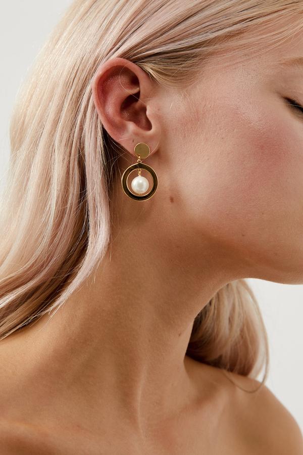 Minimal Gold Pearl Wedding Earrings by Australian Jewellery Designer
