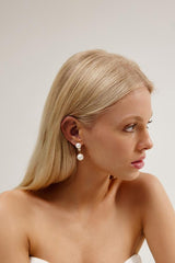 Minimal Pearl Wedding Earrings by Amelie George Bridal, Gold 