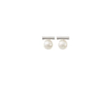 Minimalist Pearl Wedding Earrings in Silver by Amelie George Bridal